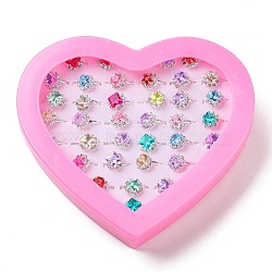Plastic with Iron Adjustable Rings, Jewely for Women, Mixed Color, Adjustable(RJEW-XCP0001-05)