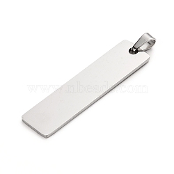 304 Stainless Steel Pendants, Laser Cut, Stamping Blank Tag, Rectangle, Stainless Steel Color, 48x12x1.4mm, Hole: 6mm(X-STAS-D142-01A-P)