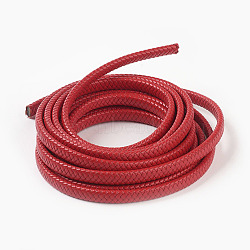 Braided Leather Cord, Leather Jewelry Cord, Jewelry DIY Making Material, Dyed, Flat, Red, 12x6mm, about 5.46 yards(5m)/roll(WL-F009-C03-12x6mm)