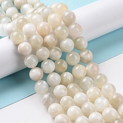 Natural White Moonstone Beads Strands, Round, 10mm, Hole: 0.8mm, about 38pcs/strand, 15.55 inch(39.5cm)(G-F674-08-10mm-01)