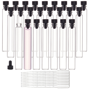 Perfume Dispensing Kits, including 80 Sets Glass Refillable Bottle, Sample Vials, with 10Pcs 2ml Disposable Plastic Dropper, Clear, Vial: 1x6.7cm, Capacity: 3ml(0.10fl. oz)