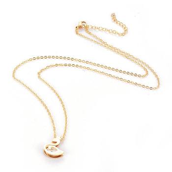 304 Stainless Steel Pendant Necklaces, with Cubic Zirconia, Swan, Golden, 17.9 inch(45.5cm), Pendant: 16x13x3.5mm