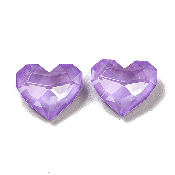 Glass Rhinestone Cabochons, Point Back & Back Plated, Faceted, Heart, Purple Velvet, 8.5x10x4mm