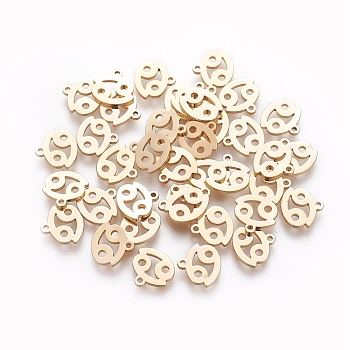 304 Stainless Steel Charms, Constellation/Zodiac Sign, Real 18K Gold Plated, Cancer, 8.8x9x1mm, Hole: 0.8mm