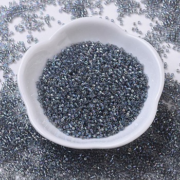 MIYUKI Delica Beads Small, Cylinder, Japanese Seed Beads, 15/0, (DBS0179) Transparent Gray AB, 1.1x1.3mm, Hole: 0.7mm, about 3500pcs/10g