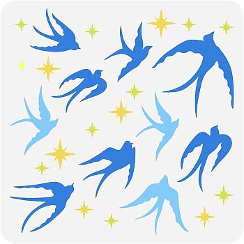 PET Hollow Out Drawing Painting Stencils, for DIY Scrapbook, Photo Album, Swallow Pattern, 30x30cm