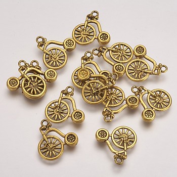 Tibetan Style Alloy Pendants, Cadmium Free & Lead Free, Bicycle/Penny Farthing, Antique Golden, 17x18x3mm, Hole: 1.5mm