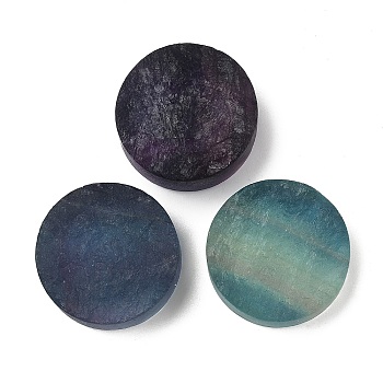 Natural Fluorite Cabochons, Flat Round, 25x7~10.5mm