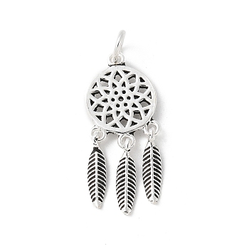 S925 Sterling Silver Pendant, Antique Silver, 27.5x11.5x2.8mm