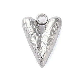 Non-Tarnish 304 Stainless Steel Pendants, Textured Heart Charm, Stainless Steel Color, 16x11x4mm, Hole: 2mm