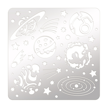 Stainless Steel Cutting Dies Stencils, for DIY Scrapbooking/Photo Album, Decorative Embossing DIY Paper Card, Stainless Steel Color, Planet Pattern, 15.6x15.6cm