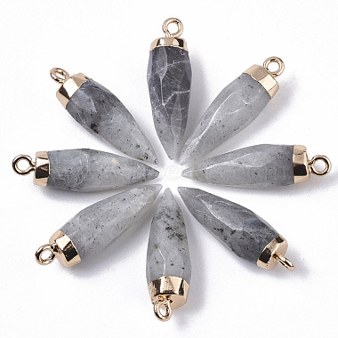 Top pendentifs pointus en labradorite naturelle plaqué or(G-S359-078D)-2