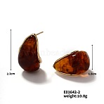 Cute 304 Stainless Steel Vintage Teardrop Geometric Stud Earrings for Women, Golden, Brown, 23x15mm(WI0864-2)