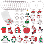 DIY Christmas Wine Glass Charm Making Kits, Including Alloy Enamel Pendants, Brass Wine Glass Charm Rings & Jump Rings, Mixed Color, 52pcs/box(DIY-SC0018-89)