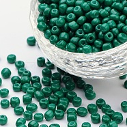 12/0 1.5~2mm Baking Paint Glass Seed Beads Loose Spacer Beads, Teal, Hole: 0.5~1mm, about 2890pcs/50g(X-SEED-S001-K26)