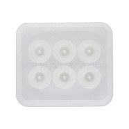Bead Silicone Molds, Resin Casting Molds, For UV Resin, Epoxy Resin Jewelry Making, Round, White, 82x71x3mm, Hole: 2.4mm, Round: 19.2mm(X-AJEW-WH0009-03)