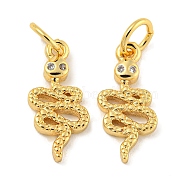 Rack Plating Brass Micro Pave Clear Cubic Zirconia Pendants, Long-Lasting Plated, with Jump Rings, Lead Free & Cadmium Free, Real 18K Gold Plated, Owl, 14.5x7x1mm, Hole: 3mm(KK-B093-02G-G)