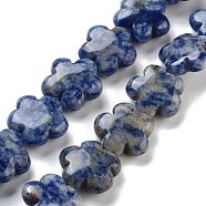 Natural Blue Spot Jasper Beads Strands, Flower, 16x16x6mm, Hole: 1.4mm, about 25pcs/strand, 14.57~14.96 inch(37~38cm)(G-F769-D01-01)