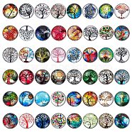 Alloy Jewelry Snap Buttons, with Glass Cabochons, Half Round, Mixed Patterns, 18.5x9mm, Knob: 5.7mm, 48pcs/set, 1 set/box(BUTT-SC0001-02A)