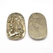 Buddha Natural Pyrite Pendants, 48~50x32~33x12mm, Hole: 2mm(G-I125-23)