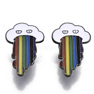 Alloy Brooches, Enamel Pin, with Brass Butterfly Clutches, Cloud with Rainbow, Gunmetal, Colorful, 29.5x20x2mm, Pin: 1mm(JEWB-S011-014)