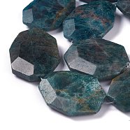 Faceted Natural Apatite Beads Strands, Oval, 36~41x28~29x7~8mm, Hole: 1.2mm, about 10pcs/strand, 14.96 inch(38cm)(G-H242-01C)