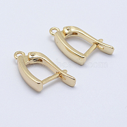 Brass Hoop Earring Findings with Latch Back Closure, Long-Lasting Plated, with Horizontal Loop, Real 18K Gold Plated, Nickel Free,19.5x11x3.5mm, Hole: 1mm(X-KK-F728-06G-A-NF)