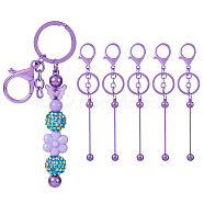 5Pcs Alloy and Brass Bar Beadable Keychain for Jewelry Making DIY Crafts, with Lobster Clasps, Dark Orchid, 15.8x2.4cm(DIY-SW0001-15C)