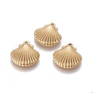 304 Stainless Steel Pendants, Scallop Shell Shape, Golden, 20.7~21.3x20~20.3x5.6mm, Hole: 1.8~2mm(STAS-I105-38G)