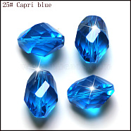 K9 Glass, Imitation Austrian Crystal Beads, Grade AAA, Faceted, Bicone, Dodger Blue, 6x8mm, Hole: 0.7~0.9mm(SWAR-F077-9x6mm-25)