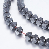 Non-magnetic Synthetic Hematite Beads Strands, Carambola, 3x3.5x3.5mm, Hole: 1mm, about 121pcs/strand, 15.9 inch(40.5cm)(G-P338-14A-3x3mm)