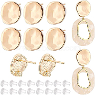 10Pcs Brass Stud Earring Findings, with Vertical Loops, Twist Flat Round, with 30Pcs Plastic Ear Nuts, Real 18K Gold Plated, 11.5x10mm, Hole: 1.2mm, Pin: 0.8mm(KK-BC0008-60)