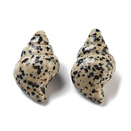 Natural Dalmatian Jasper Carved Figurines, for Home Office Desktop Decoration, Shell Shape, 36~38x20.5~22x17~19.5mm(DJEW-L023-H13)