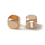 Brass Beads, Long-Lasting Plated, Cube, Real 18K Gold Plated, 4x4x4x4mm, Hole: 2.5mm(KK-A171-09G-02)