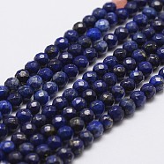Natural Lapis Lazuli Beads Strands, Dyed, Faceted, Round, 4mm, Hole: 1mm, about 96pcs/strand, 14.9 inch~15.1 inch(G-D840-38-4mm)