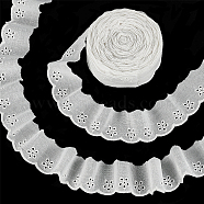Polyester Hollow Flower Lace Trim, Wavy Edge Lace Ribbon, WhiteSmoke, 1-5/8 inch(42mm)(OCOR-WH0085-39C)