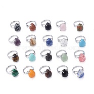 Adjustable Natural & Synthetic Gemstone Finger Rings, with Platinum Plated Brass Findings, Teardrop, Size 8, Inner Diameter: 18mm(RJEW-F107-A)