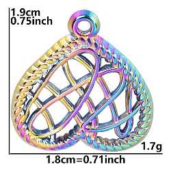 Stainless Steel Pendants, Heart Charm, Rainbow Color, 19x18x1.5mm(PW-WG26916-02)