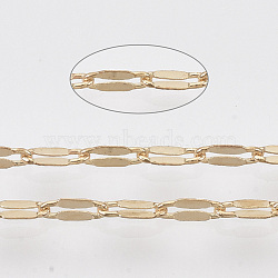 3.28 Feet Brass Dapped Chains, Cable Chains, Soldered, Flat Oval, Light Gold, 5.2x2.2x0.2mm(X-CHC-T008-01LG)