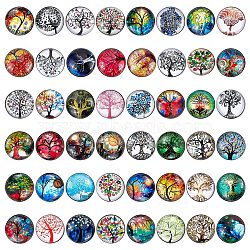 Alloy Jewelry Snap Buttons, with Glass Cabochons, Half Round, Mixed Patterns, 18.5x9mm, Knob: 5.7mm, 48pcs/set, 1 set/box(BUTT-SC0001-02A)