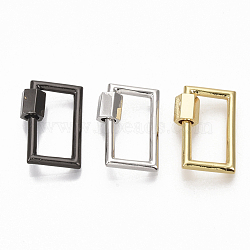 Brass Screw Carabiner Lock Charms, for Necklaces Making,  Rectangle, Mixed Color, 20x13.5x2mm, Screw: 6x5.5mm(KK-T047-10)