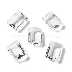 Transparent Glass Rhinestone Cabochons, Faceted, Rectangle, Pointed Back, Clear, 14x10x6mm(RGLA-B003-06B-14)