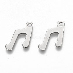 201 Stainless Steel Pendants, Laser Cut, Musical Note, Stainless Steel Color, 13x9x0.5mm, Hole: 1.4mm(STAS-Z002-03P)