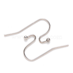 Non-Tarnish 304 Stainless Steel Earring Hooks, Ear Wire, Stainless Steel Color, 11x21mm, 21 Gauge, Pin: 0.7mm(STAS-S111-005)