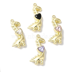 Rack Plating Alloy Pendants, with Rhinestone, Cadmium Free & Nickel Free & Lead Free, Giraffe Charms, Mixed Color, Golden, 32x20x6mm, Hole: 1.6mm(FIND-I039-035G)