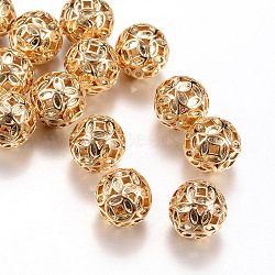 Brass Filigree Beads, Filigree Ball, Round, Light Gold, 10mm, Hole: 1.5mm(KK-R037-18KC)