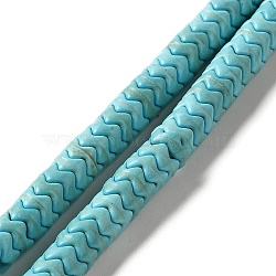 Synthetic Turquoise Dyed Beads Strands, Wavy Shape, Turquoise, 6.5x3mm, Hole: 1.2mm, about 134pcs/strand, 15.08''(38.3cm)(G-E594-21C)