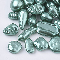 ABS Plastic Imitation Pearl Beads, Mixed Shape, Sea Green, 10~27x7~18x5~15mm, Hole: 1.2~1.8mm(OACR-R071-03)