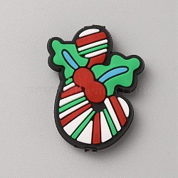 Christmas Themed PVC Plastic Beads, Candy Cane, 29.5x22x8mm, Hole: 3mm(SIL-SZC0005-17K)