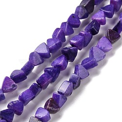 Natural Calcite Beads Strands, Dyed, Triangle, Blue Violet, 5.5x6x3.5mm, Hole: 0.8mm, about 81pcs/strand, 15.94 inch(40.5cm)(G-G852-01D)